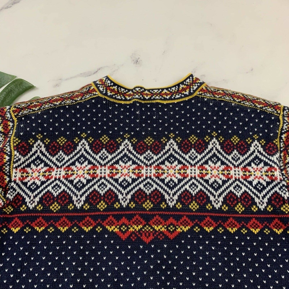 Hanna Andersson Womens Fair Isle Nordic Pullover Sweater Size XS Blue Yellow - Picture 8 of 11